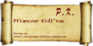 Pflanczer Klétus névjegykártya